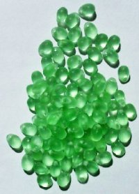 100 4x6mm Transparent Matte Peridot Drop Beads